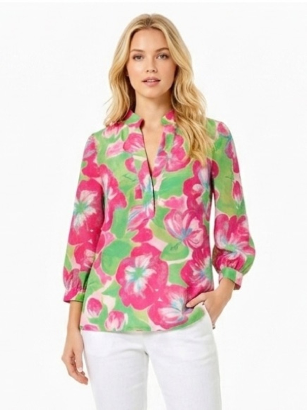 Lilly Pulitzer pink floral tunic top size 4